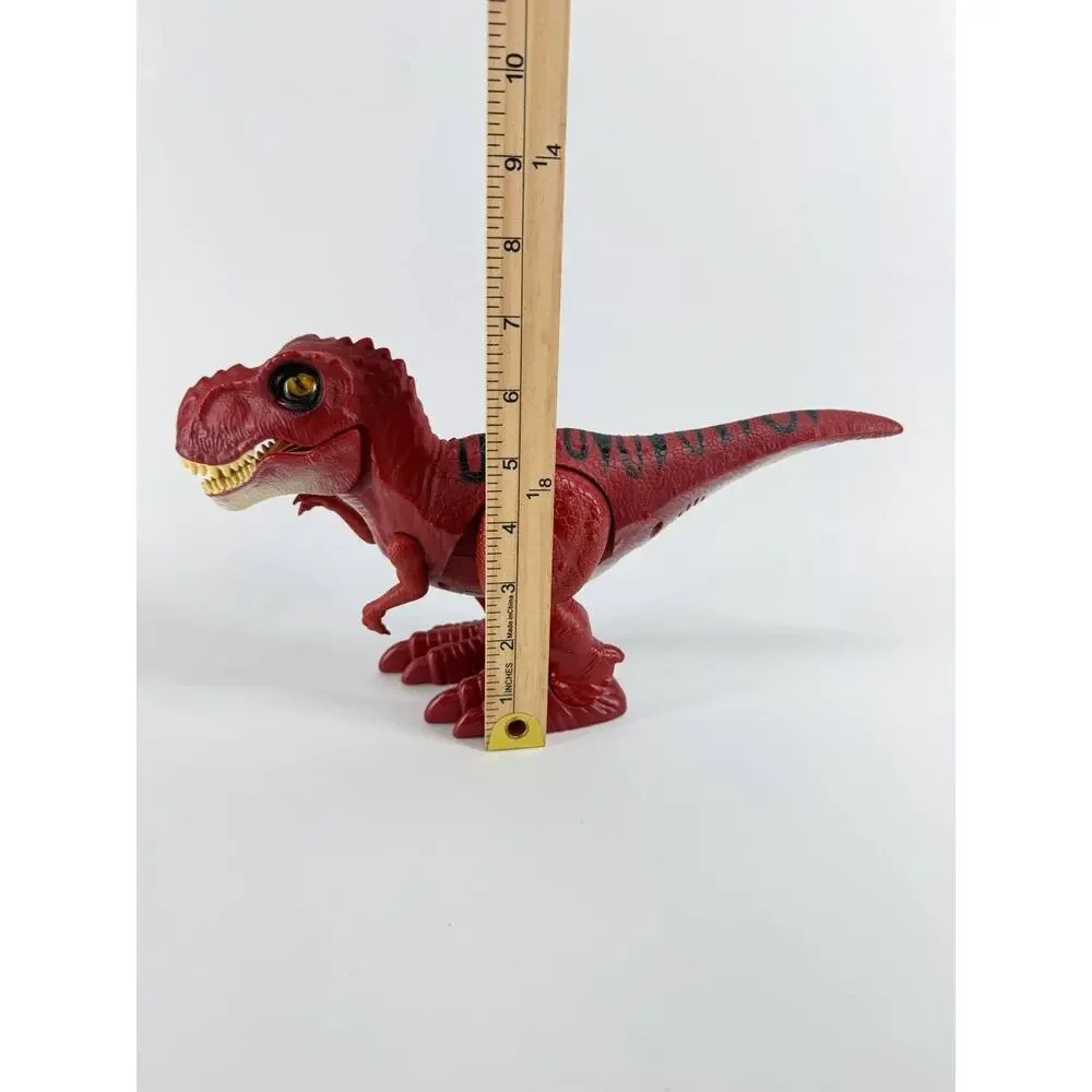 Red Tyrannosaurus Rex Dinosaur Battery Operated Walking Moving Plastic Toy